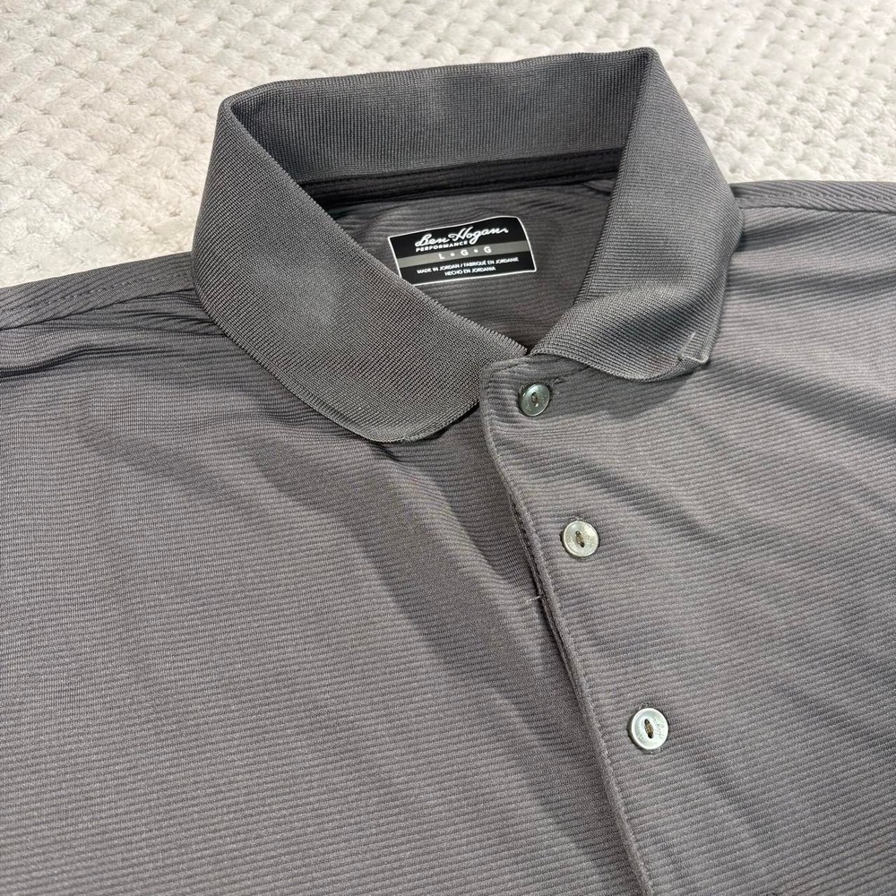 Ben Hogan Performance Golf Polo Shirt Mens Large Grey Striped Short Sleeve